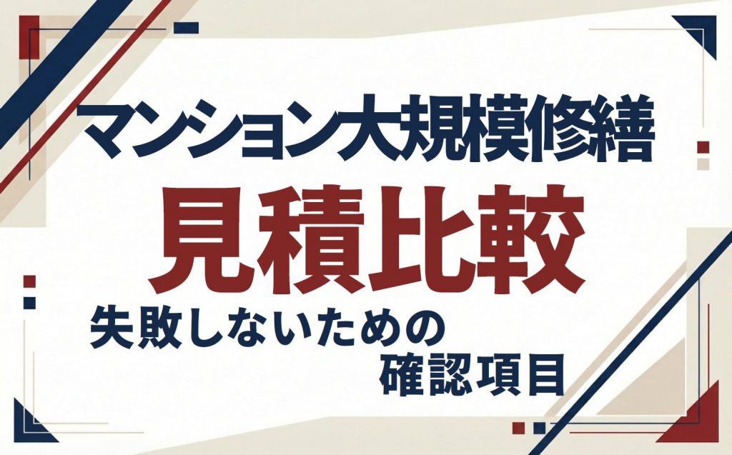 マンション大規模修繕の見積比較で失敗しないための確認項目